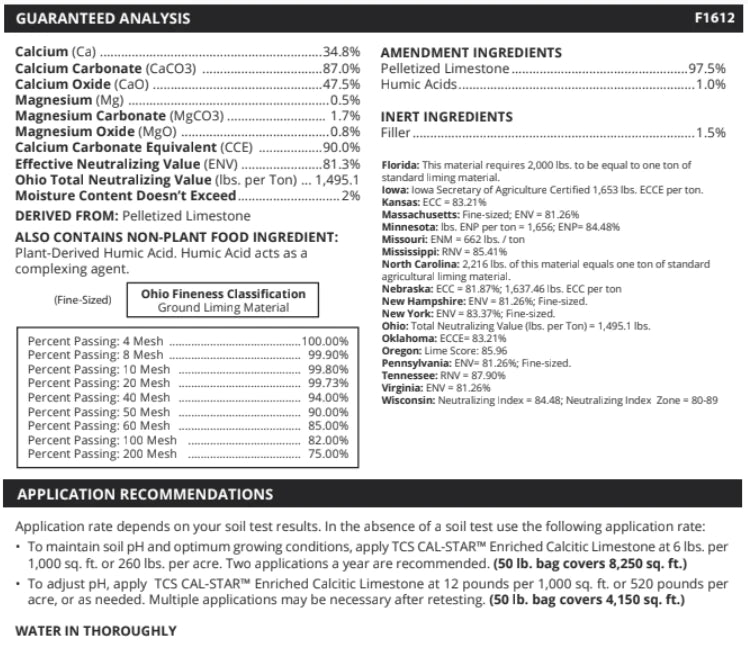 Lime - 50lb - CAL-STAR™ HI-CALCITIC LIME + Humic