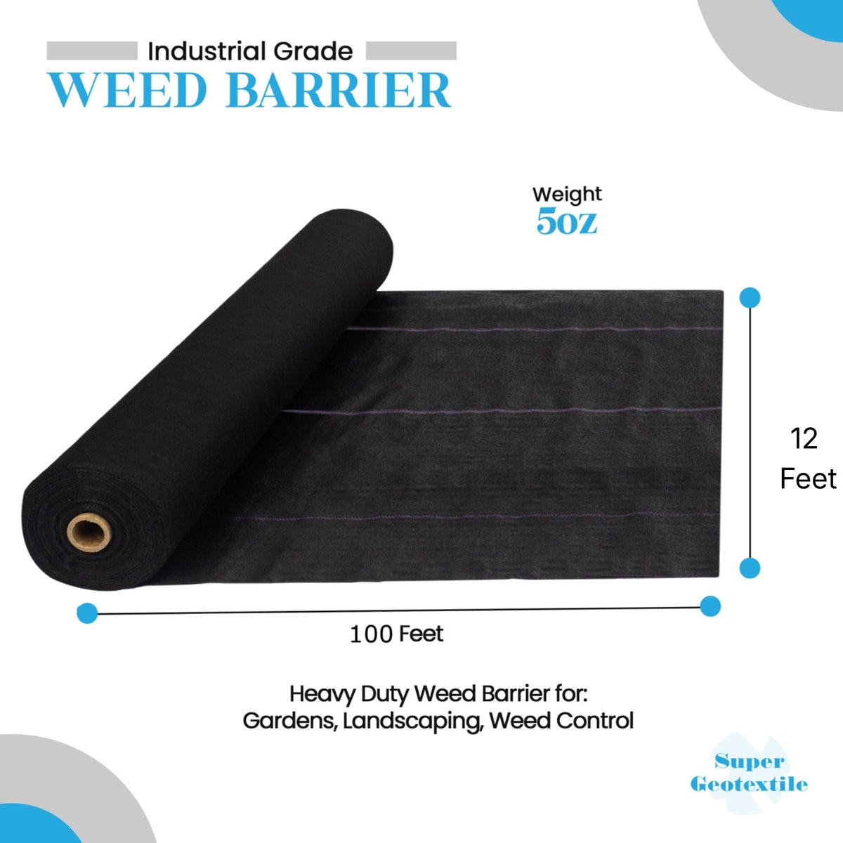 Pro Grade 5oz Weed Barrier - Heavy Duty Landscape Fabric - Weed Block - 25 Year Fabric
