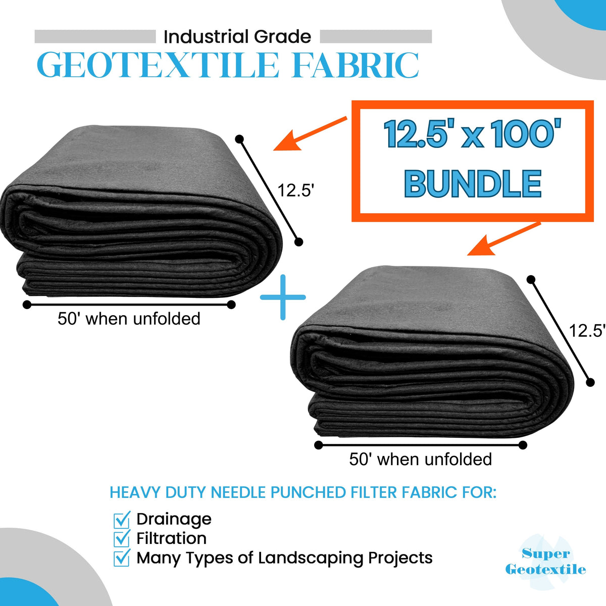 8 oz Non Woven Needle Punched Geotextile Filter Fabric - 50 Year Fabric